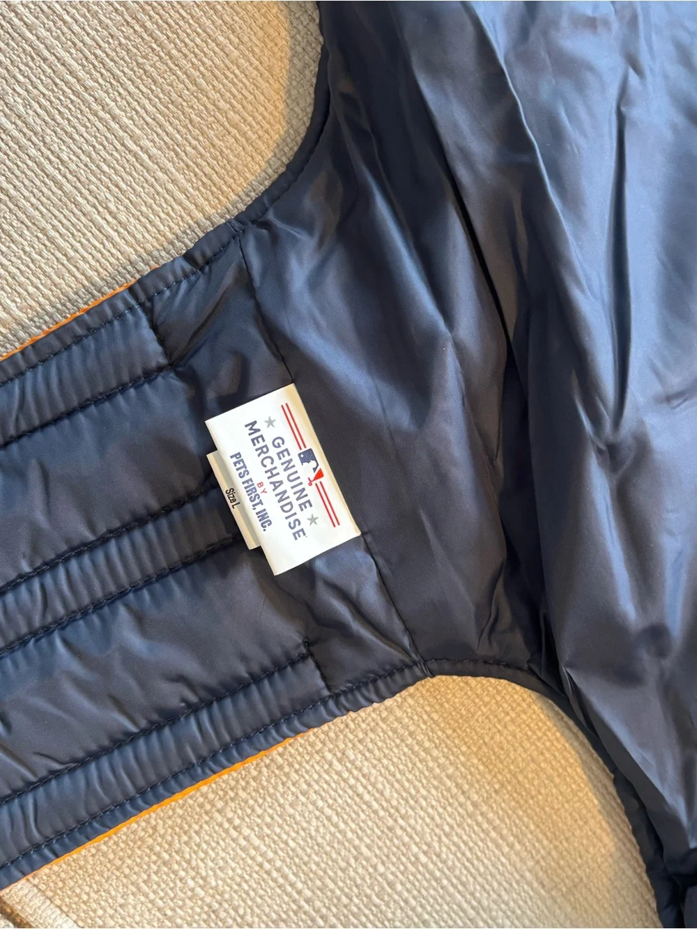 Pets First Navy and Orange Houston Astros Quilted Dog Jacket